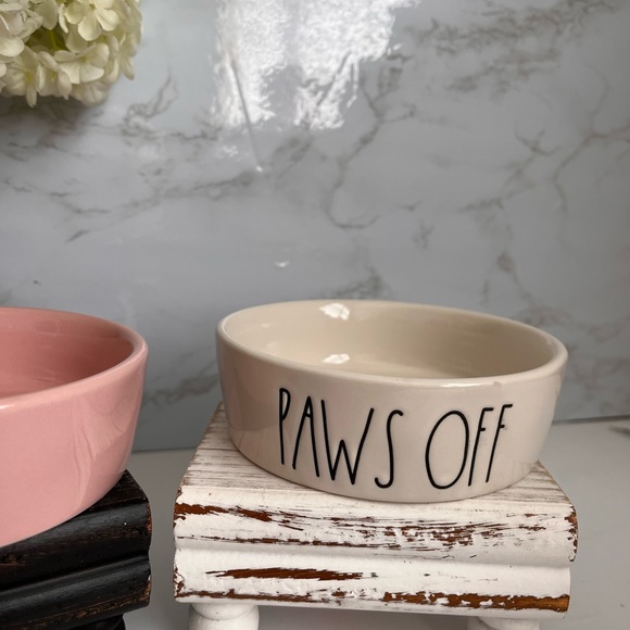 Rae Dunn Pink and Cream Pet Bowl Like New (set) - Picture 3 of 7